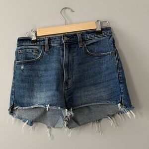 Abercrombie & Fitch Mom High-Rise Blue Denim Cutoff Boho Festival Shorts